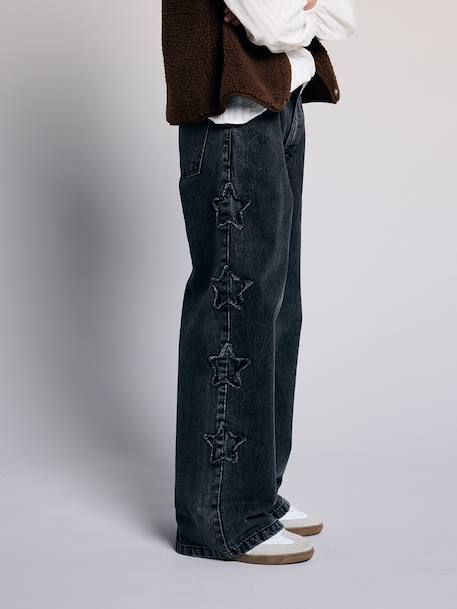 Wide-leg jeans for girls denim grey 