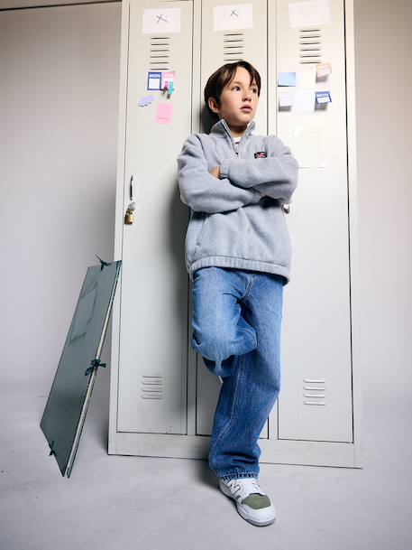 Boys fleece sweatshirt with funnel neck marl grey 