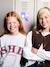 Printed sweatshirt with long sleeves for girls chocolate+grey 