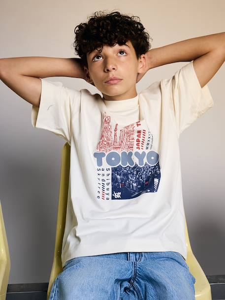 Short-sleeved T-shirt for boys ecru 
