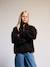 Sherpa sweatshirt with zipped high neck for girls chocolate 