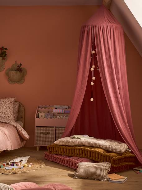 Bed Canopy in Cotton Gauze, EAU DE ROSE Theme cinnamon+Light Pink+rose+sage green+sand beige 
