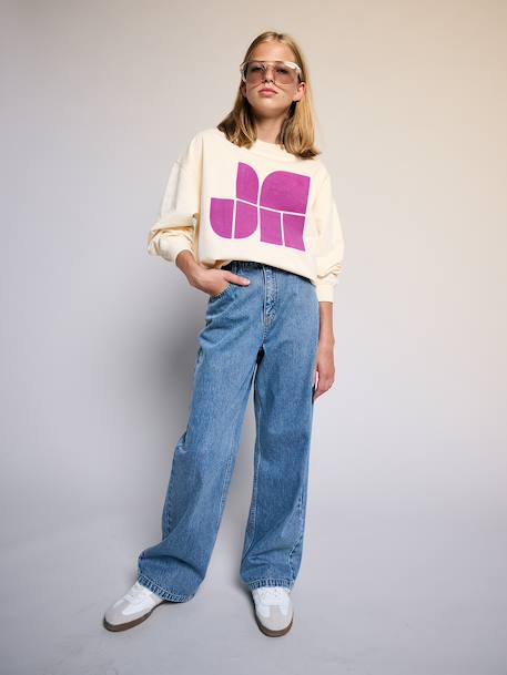 Sweatshirt for girls ecru+old rose 