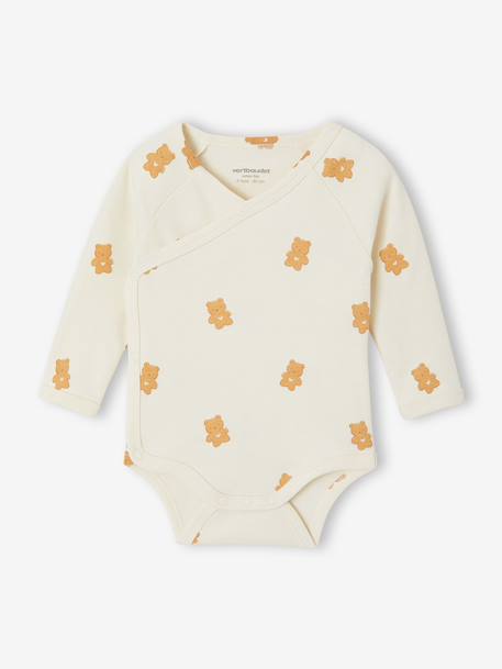 Pack of 5 long-sleeved bodysuits for newborns beige 