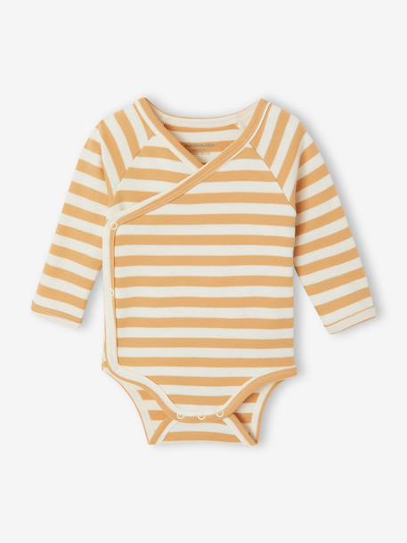 Pack of 5 long-sleeved bodysuits for newborns beige 
