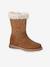 Zip-up leather boots for girls brown 