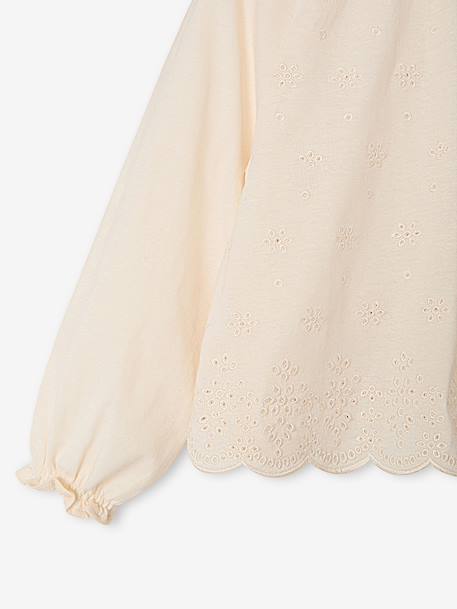 Long-sleeved blouse for girls ecru 