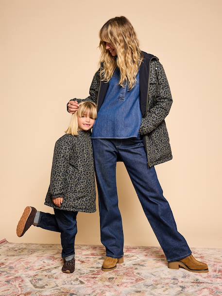 Reversible parka for kids khaki 