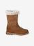 Zip-up leather boots for girls brown 