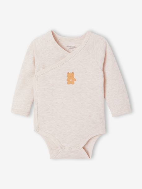 Pack of 5 long-sleeved bodysuits for newborns beige 