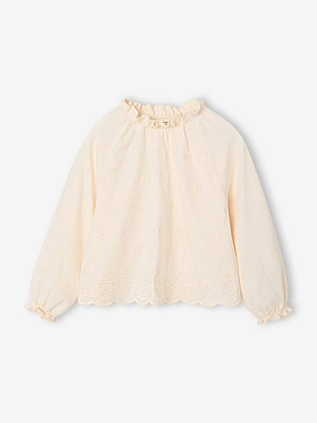 Long-sleeved blouse for girls ecru 
