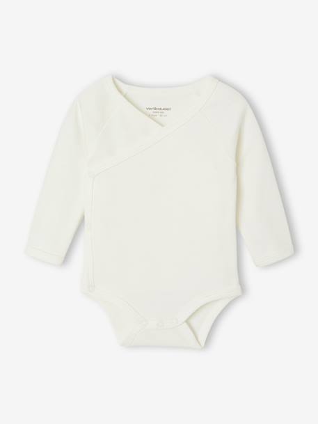 Pack of 5 long-sleeved bodysuits for newborns beige 