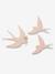 Set of 3 Wall Swallows BROWN LIGHT SOLID+Light Pink 