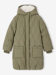 Girls-Long Lightweight Jacket with Hood & Faux Fur Lining, for Girls
