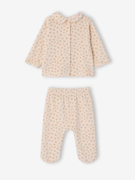 Pack of 2 pyjamas with back opening for baby girls marl beige 