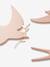 Set of 3 Wall Swallows BROWN LIGHT SOLID+Light Pink 