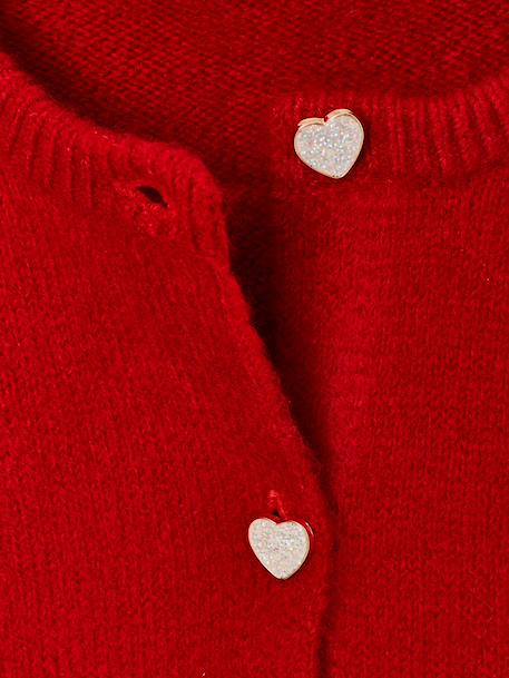Buttoned cardigan with long sleeves for girls red 
