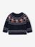 Jacquard knit jumper with long sleeves for baby boys navy blue 
