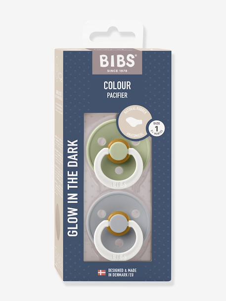 Pack of 2 night soothers 0-6 months BIBS blush+sage green 