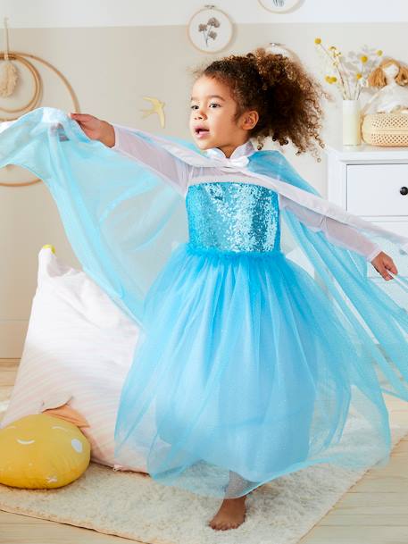 Princess Costume with Cape, Wand & Crown Blue+white 