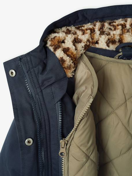 3-in-1 detachable parka for girls blush+navy blue 