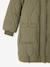 Long Lightweight Jacket with Hood & Faux Fur Lining, for Girls black+khaki 