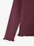 Knitted roll-neck top for girls plum+taupe 