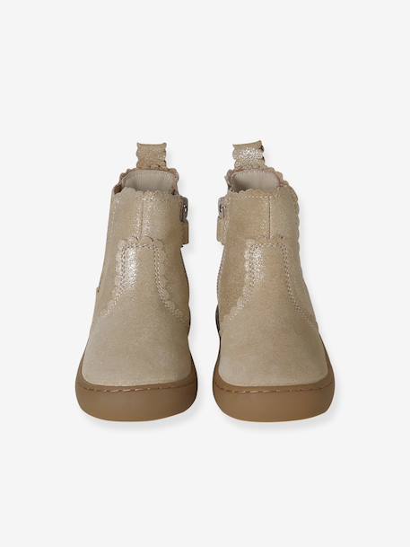 Leather Zipped & Elasticated Chelsea Boots for Babies dark brown+golden yellow+navy blue+old rose 