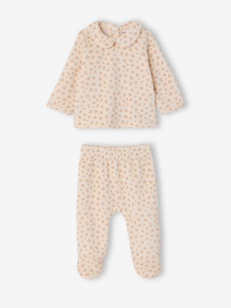 Pack of 2 pyjamas with back opening for baby girls marl beige 