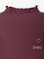 Knitted roll-neck top for girls plum+taupe 