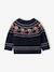 Jacquard knit jumper with long sleeves for baby boys navy blue 
