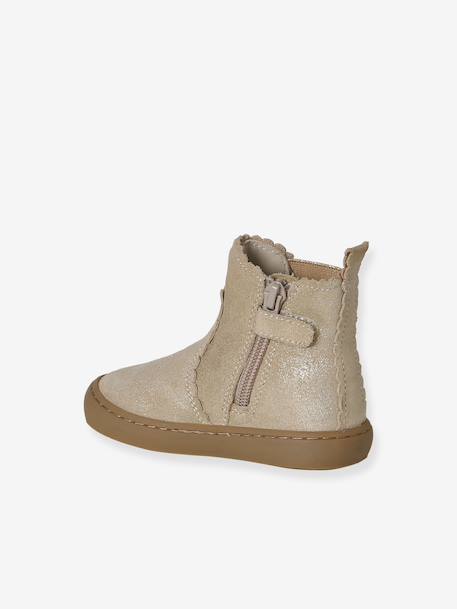Leather Zipped & Elasticated Chelsea Boots for Babies dark brown+golden yellow+navy blue+old rose 