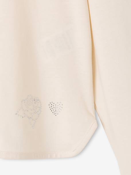 Long-sleeved T-shirt with rhinestone detail for girls ecru 