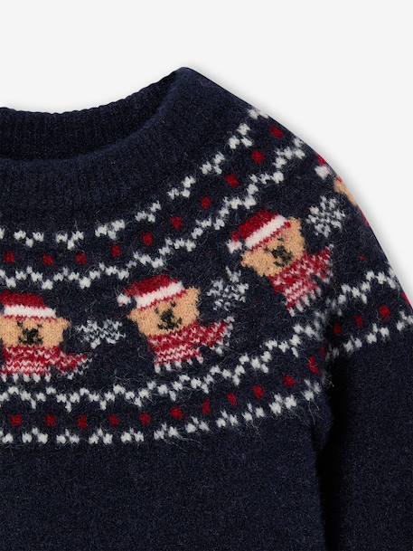 Jacquard knit jumper with long sleeves for baby boys navy blue 