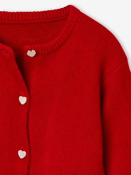 Buttoned cardigan with long sleeves for girls red 