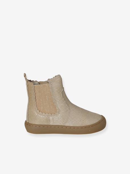 Leather Zipped & Elasticated Chelsea Boots for Babies dark brown+golden yellow+navy blue+old rose 