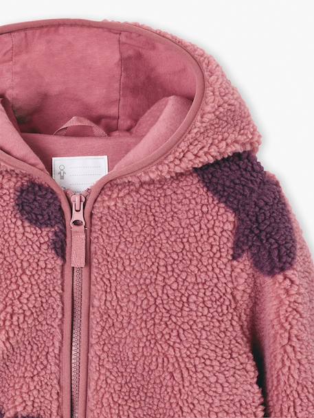 Girls' floral pop hooded sherpa jacket ecru+mauve+vanilla 