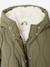 Long Lightweight Jacket with Hood & Faux Fur Lining, for Girls black+khaki 