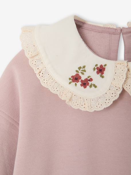 Sweatshirt with Peter Pan collar for girls pale pink 