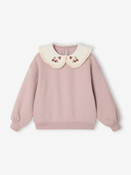 Sweatshirt with Peter Pan collar for girls pale pink 