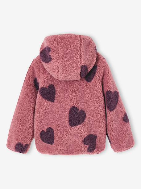 Girls' floral pop hooded sherpa jacket ecru+mauve+vanilla 