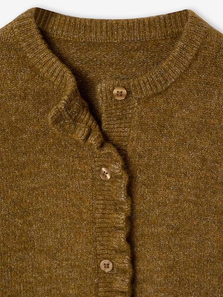 Long-sleeved cardigan for girls olive+pale pink 