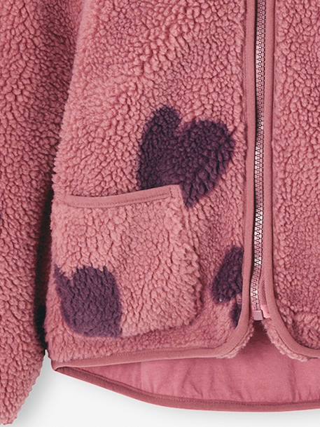 Girls' floral pop hooded sherpa jacket ecru+mauve+vanilla 