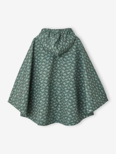 Hooded Rain Poncho with Dinosaur Print for Boys indigo+khaki 