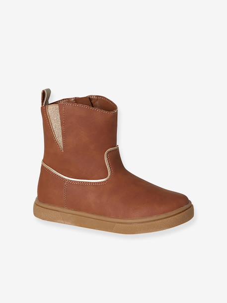 Zip-up boots for girls brown 