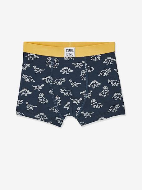 Pack of 5 Stretch Boxer Shorts, Dino, for Boys Dark Blue/Print 