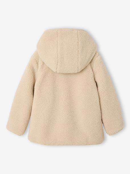 Hooded sherpa coat for girls ecru 