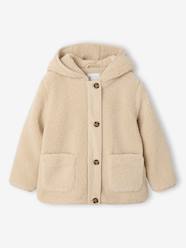 Girls-Coats & Jackets-Hooded sherpa coat for girls