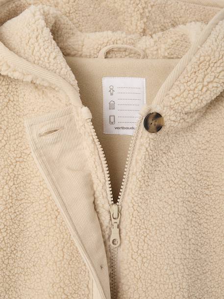 Hooded sherpa coat for girls ecru 