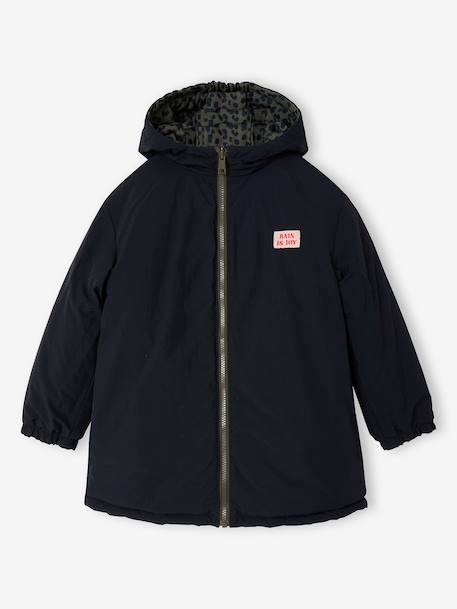 Reversible parka for kids khaki 